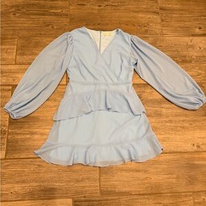 Altar'd State Aster mini ruffle dress in light blue